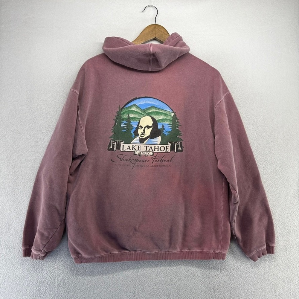 Lake Tahoe Shakespeare Festival Hoodie men's Medium Red Graphic Faded Pigment